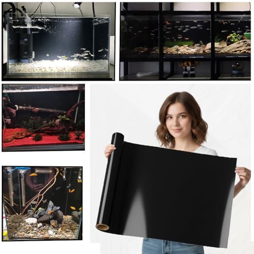 Static Cling Aquarium Background - Large Black Fish Tank Sticker | Easy Install for Glass Tanks, No Residue, Reusable(240 x 60 cm / (94x24 inches),Black) - size: 240 x 60 cm / (94x24 inches)