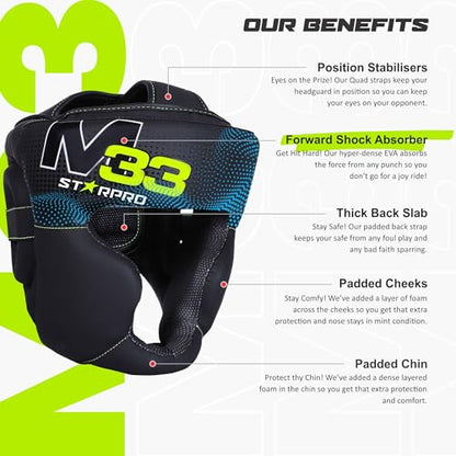 Starpro Boxing Headgear for Men Women - Headguard with Padding - Muay Thai MMA Training Sparring Karate - size: Medium