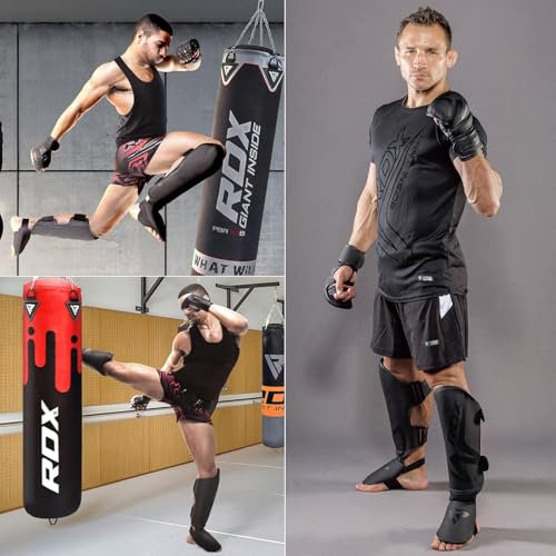 RDX Muay Thai Shin Guards for Men and Women Non-Slip Fit, Full-Contact Protection Adult Shin Pads, MMA, Kickboxing, Sparring, Taekwondo, Shin Protectors Muay Thai, Martial Arts - size: Medium