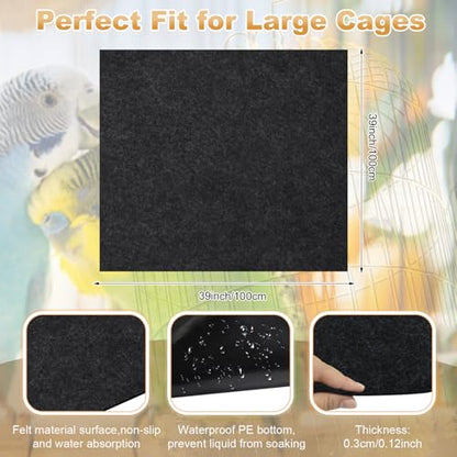 39x39 Inch Bird Cage Floor Mat, Under Pet Cage Mat for Large Bird Cage, Dog Kennels, Absorbent/Waterproof and Non Slip Felt Mat, Protect the Floor, and Easy to Clean