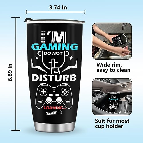 Jekeno Gaming Mug Tumbler Boys Gifts - Kids Teens Men Gamer Gamepad Presents Game Controller Travel Coffee Cup for Boyfriend Son Dad Husband Birthday Halloween Christmas 20oz Stainless Steel