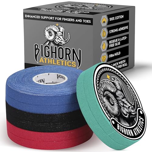 Bighorn Athletics Finger Tape, 0.3in x 45ft, 8 Rolls, Red/Black/Blue/Green - color: Red, Black, Blue, Green, size: 0.3-Inch
