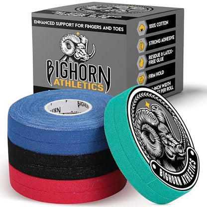 Bighorn Athletics Finger Tape, 0.3in x 45ft, 8 Rolls, Red/Black/Blue/Green - color: Red, Black, Blue, Green, size: 0.3-Inch