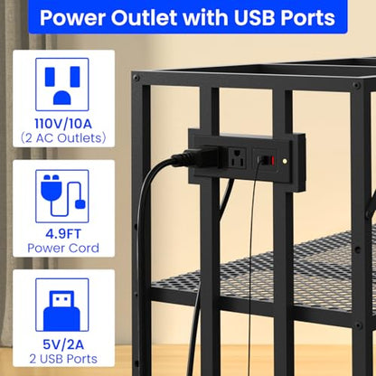 55-75 Gallon Aquarium Stand, 1000LBS Capacity Fish Tank Stand with 3-Tier Shelves & Integrated Power Strip, Heavy Duty Metal Frame for Fish Tanks and Reptile Terrariums
