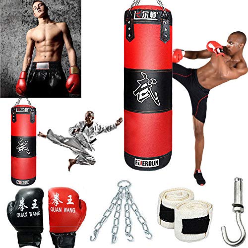 Full Heavy Boxing Punching Bag (Empty), Training Gloves Speed Set Kicking MMA Workout, Taekwondo Training Fitness Heavy Boxing Workout, Muay Thai Kick Bag, Home Gym