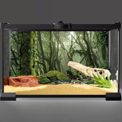 AWERT Tropical Forest Terrarium Background Stream Green Huge Tree Reptile Habitat Background Foggy Rainforest Aquarium Background 48x18 inches Durable Polyester Background - size: 48 x 18 inches