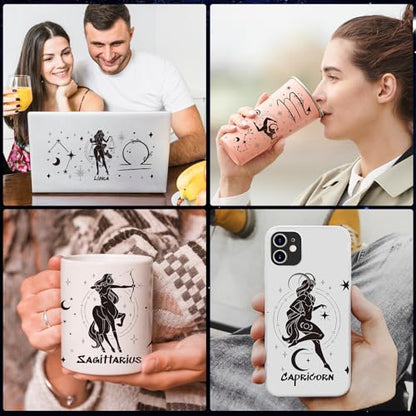 Constellation UV DTF Cup Wraps - 12 Sheets Twelve Zodiac Signs Uvdtf Decals for 16 oz Glass Cups, Black Astrology UV Transfer Stickers, Waterproof Rub on Transfer for Water Bottle DIY Crafts - style: Twelve Zodiac Signs