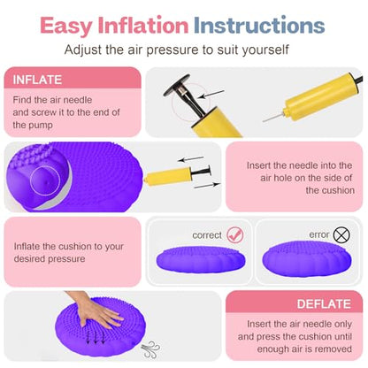 kisnbld Wobble Cushion, Balance Disc with Pump, Core & Posture Training - color: 2Purple