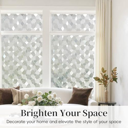 Window Film, Frosted Privacy Window Film Static Glass Window Cling, Sun Heat Blocking Non-Adhesive Decals Tint for Home Office Glass Door Car Sunroof Sticker 17.7 x 78.7 Inches - color: Stone