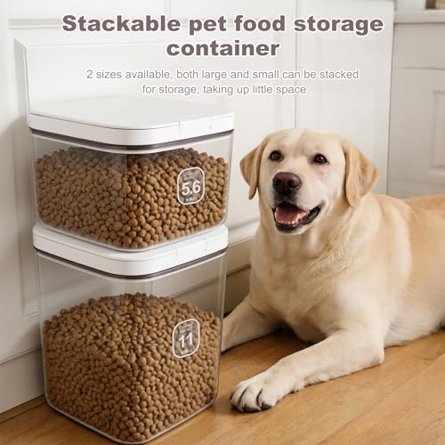 5-8Lbs/5.92Qt/5.6L Airtight Dog Cat Food Storage Container and Pet Storage Bin BPA-Free. PET Clear Stackable Dog Treat Containers for Pet Food/Rice/Dry/Cereals/Flour/Sugar/Bread