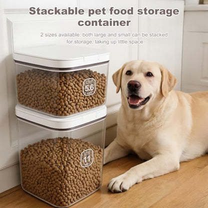 5-8Lbs/5.92Qt/5.6L Airtight Dog Cat Food Storage Container and Pet Storage Bin BPA-Free. PET Clear Stackable Dog Treat Containers for Pet Food/Rice/Dry/Cereals/Flour/Sugar/Bread