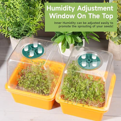 Microgreen Growing Trays, 5" x 5" Sprouting Tray with Humidity Dome, 1.2 mm Small Mesh Holes, BPA Free, Sprouter Kit for Growing Mirco Seeds, Like Broccoli, Alfalfa, Radish, Clover - 4 Pack | Colorful - color: Colorful Base