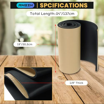 Sponge Neoprene with Adhesive Foam Rubber Sheet, 1/2" T x 12" W X 54" L, 4.5 Sqft for Weatherproofing,Gasket Seals, Crafts,Soundproof Padding, Vibration Dampening, Aquarium Leveling Mat