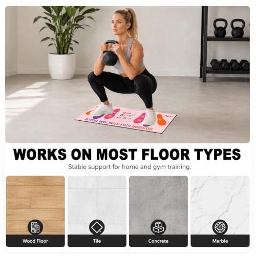 Squat Mat with Foot Position, Non-Slip Workout Mat for Safe Squat - color: Rose