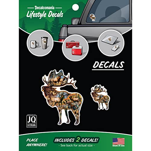 Decalcomania Hunting Elk Deer Collage Decal - Truck Window Stickers - White Hunting Decal Stickers Made in USA - color: Elk Collage