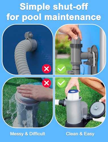 Plunger Valve with Pipe Holder & Pool Hose Adapter, Above Ground Pool Pump Replacement Parts Compatible with I*tex/Col*m*n Pool, 2 Pack