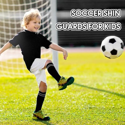 2 Pair Soccer Shin Guards Kids Youth, Shin Pads for 3-15 Years Old Boys and Girls Football Games EVA Cushion Protection Reduce Shocks and Injuries Lightweight Equipment - color: Black and Blue, size: Small