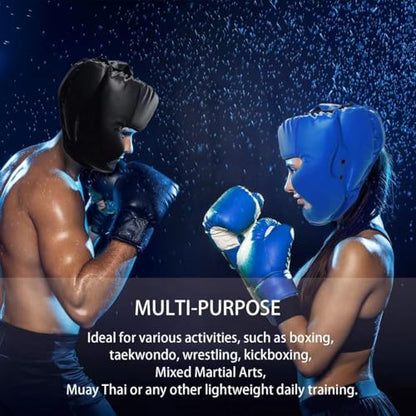 2 Pack Boxing Headgear for Men and Women, Adjustable Sparring Head Guard for Boxing, MMA, Kickboxing, Muay Thai and Taekwondo Training - color: Black,Blue