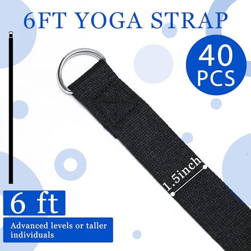 Leyndo Yoga Strap Stretching Pilates Exercise Adjustable Straps 6 ft Non Elastic Yoga Belt with Adjustable D Ring Buckle for Pilates Gym Workouts Fitness - color: Black