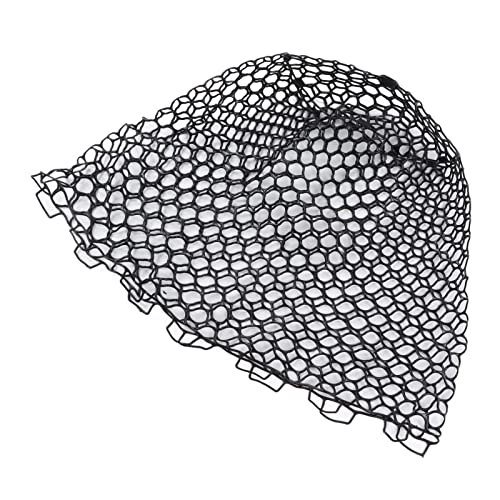 Fishing Net, Black Rubber Flexible Fishing Landing Netting Mesh Multipurpose Lightness Foldable Fishing Replacement Net for Angler Freshwater Saltwater