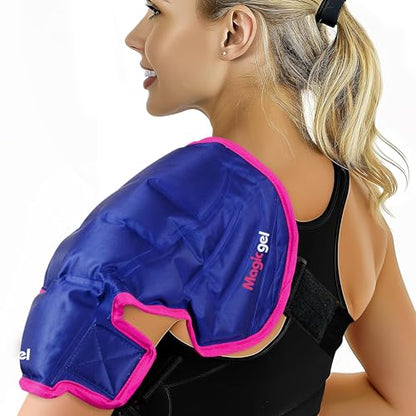 Magic Gel Ice Pack | Reusable, Flexible & Long Lasting for Rotator Cuff Injuries, Bursitis and Swelling | Hot or Cold Therapy Compression Wrap for Left or Right Shoulder - style: Shoulder Ice Pack Small