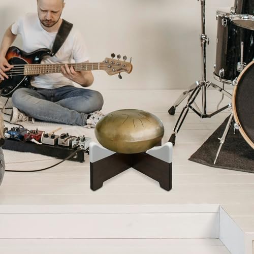 Adjustable Wooden Tongue Drum Stand Foldable Design and Silicone Anti-Slip Pad, Handpan Holder for Steel Drum Display and Performance,