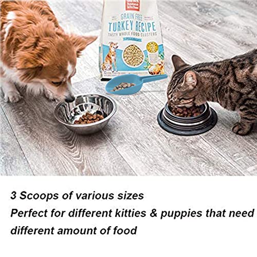 3 in 1Ice Scoop Set, Multi Purpose Plastic Kitchen Scoops Canisters, Ice Scooper for Freezer, Rice, Canisters, Flour, Dry Foods, Candy, Pop Corn, Coffee Beans and Pet Food