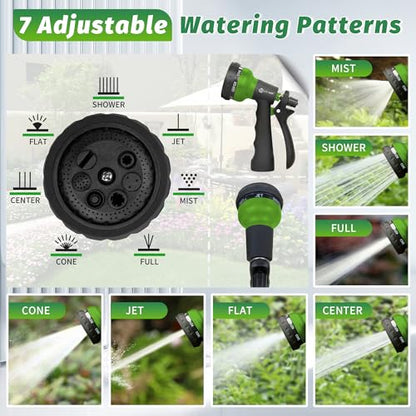 AUTOMAN-Garden-Hose-Nozzle, 2 Pack ABS Water Spray Nozzle with Heavy Duty 7 Adjustable Watering Patterns,Slip Resistant for Watering Plants,Lawn& Garden,Washing Cars,Cleaning,Showering Pets - Green - color: Green ×2