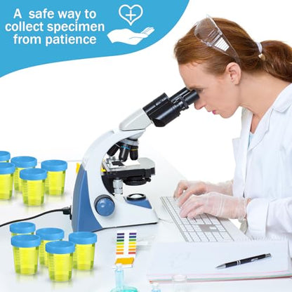 200 Pcs Disposable Specimen Cup Urine Pee Cups for Testing 4oz Specimen Container with Leak Proof Screw on Lids for Safe Urinalysis Pee Stool Sample Collection Analysis (Blue) - color: Blue