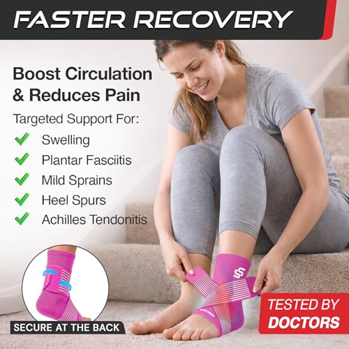 Sleeve Stars Ankle Brace Men & Women Support (Single/M:10"-12"/Hot Pink) - color: Hot Pink, size: Medium