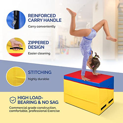 Matladin Incline Gymnastics Wedge Mat, Folding Gymnastics Mat for Kids Girls Home Training Exercise - color: Red+Yellow+Blue, size: 32.7 in x 23.6in