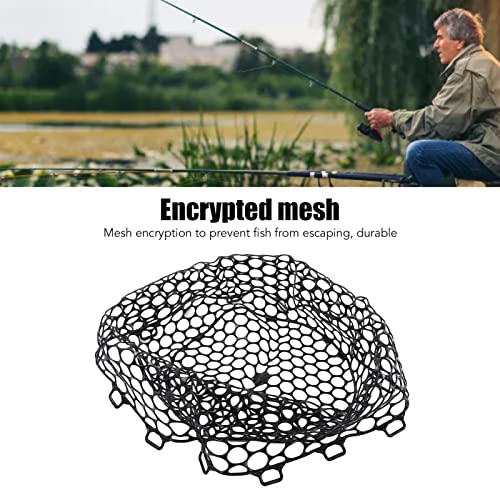 OUKENS Fishing Net, 14.9in x 12.6in Black Rubber Replacement Fish Nets, Deepened Soft Flexible Foldable Fishing Landing Mesh Without Handle for Angler Freshwater Saltwater