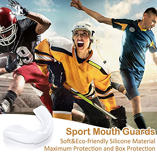 BBTO 6 Pack Kids Youth Mouth Guard for Football Sports, Boys Girls Mouthguard with Case, Soft Mouth Guard for Hockey Boxing Basketball, Ages 4+ - color: White