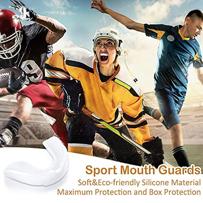 BBTO 6 Pack Kids Youth Mouth Guard for Football Sports, Boys Girls Mouthguard with Case, Soft Mouth Guard for Hockey Boxing Basketball, Ages 4+ - color: White