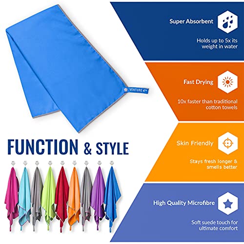 VENTURE 4TH Quick Dry Travel Towel, Ultra Soft Microfiber - 3 Sizes - color: Navy Gray, size: 40.00" x 21.00"