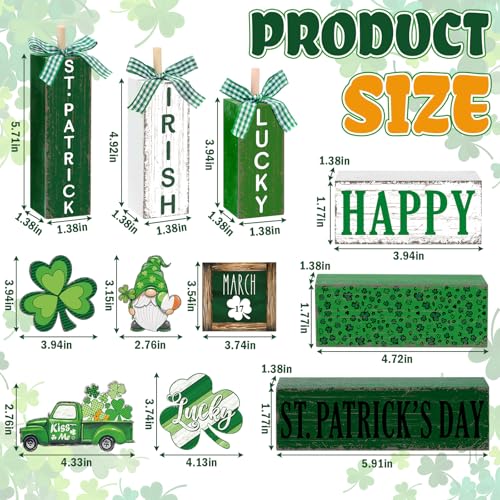 11 Pcs St. Patrick's Day Table Decorations Shamrocks Tiered Tray Home Decor Irish Centerpiece Decorative Wood Books Table Top Decor Clover Wooden Sign for Party Supplies - style: Shamrocks