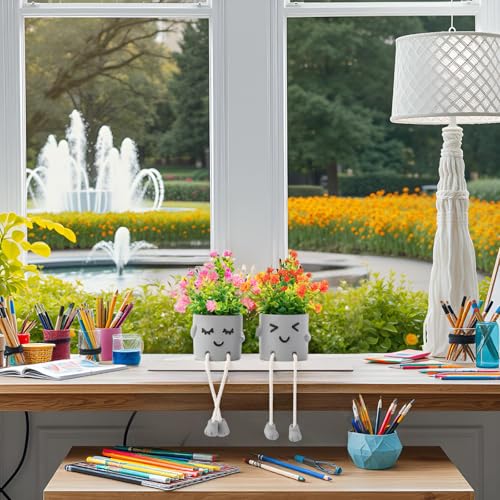 3 Packs Cute Fake Plants, Kawaii Artificial Potted Plants for Table Desk Home Bedroom Bathroom Office Shelf Office Wall Room Farmhouse Decor Artificial Plants B