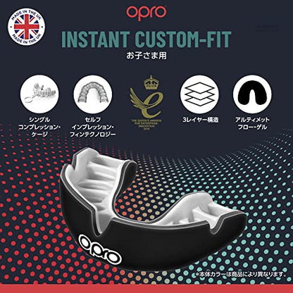 OPRO Instant Custom-Fit Mouthguard – Dentist Level Gum Shield Adult and Kids – OPRO Mouth Guard Boxing and MMA, Self-Fit Gum Shield Rugby – Maximum Protection with Dental Warranty (Black/White) - color: Black/White, size: Youth (Under 10)