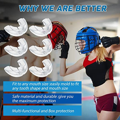 TOODOO 6 Pieces Youth Braces Mouth Guard with Cases, White - color: Transparent