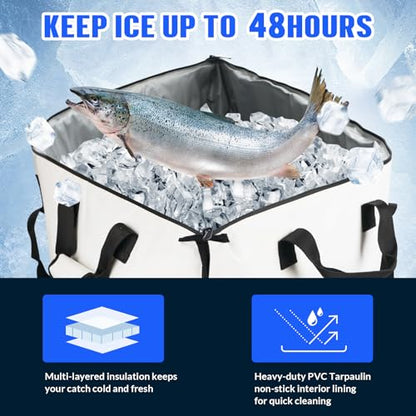 THKFISH Fish Cooler Bag Insulated Fish Kill Bag for Caught Fishing, 60x20x9in Waterproof Fishing Catch Bags with Smooth Water-Resistant Zipper Keep Ice-Cold & Fresh Over 48H - color: BLUE--60"*20"*9"