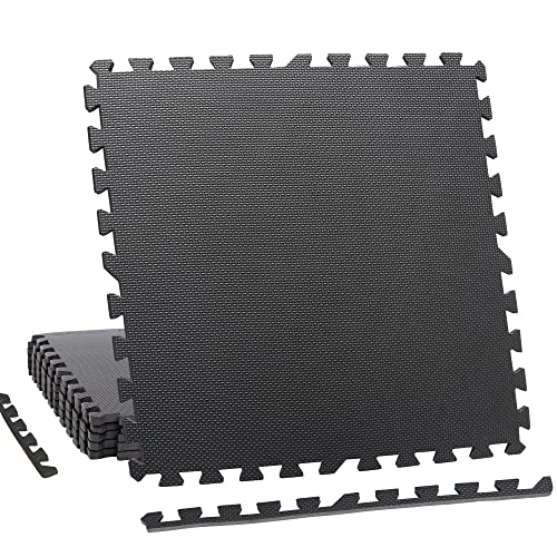 HomGarden Puzzle Exercise Mat 1/2’’ EVA Interlocking Foam Floor Mats for Exercise Equipment Home Gym Workout Mat(6 Tiles) Black
