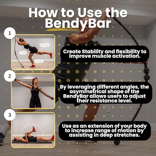 BendyBar Flexible Weighted Resistance Bar to Improve Joint Mobility, Core Strength & Balance, Adjustable Height - size: MEDIUM