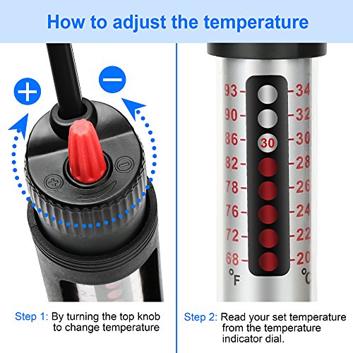 Aquarium Heater Fish Tank Heater Submersible 25 Watt, 1 Yr Warranty