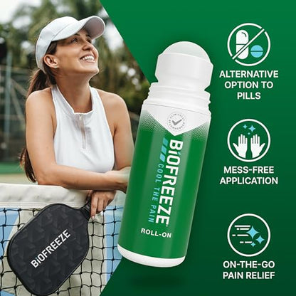 Biofreeze Roll-On Pain-Relieving Gel 3 FL OZ, Green Topical Pain Reliever for Muscles and Joints from Arthritis, Backache, Strains, Bruises, & Sprains (Package May Vary) (Pack of 2) - size: 3 Ounce (Pack of 2), style: Green