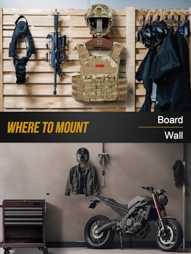 ONETIGRIS Tactical Gear Wall Mount, Heavy Duty Helmet & Plate Carrier Rack - color: Sapele