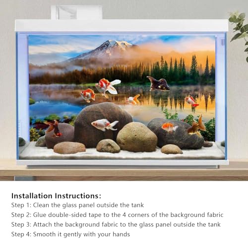 YongFoto Fish Tank Background 30x18 inch Aquarium Background Forest Lakes Rivers Mountains Nature Scenery Backdrop Reptile Habitat Terrarium Background - color: Green-2, size: 30x18in/75x45cm