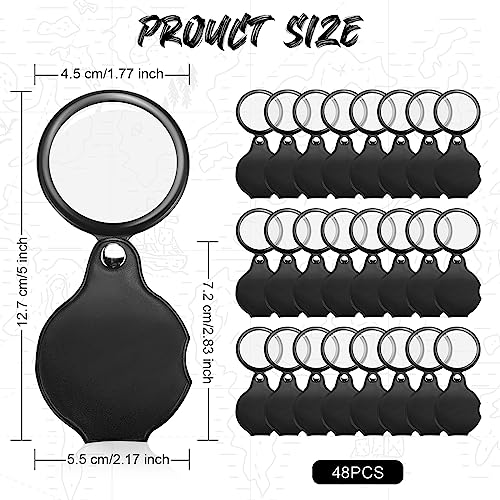 48 Pcs 10X Small Magnifying Glass Mini Pocket Magnifier with Rotating Protective Cover, Folding Magnify Glass Small Magnifying Lens for Reading, Jewelry, Hobby