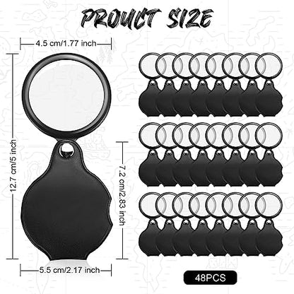 48 Pcs 10X Small Magnifying Glass Mini Pocket Magnifier with Rotating Protective Cover, Folding Magnify Glass Small Magnifying Lens for Reading, Jewelry, Hobby
