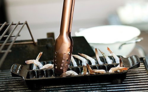 Outset Shrimp Cast Iron Grill and Serving Pan, Black, 22 Grilled Shrimp Capacity - color: Black, size: 22 Shrimp Capacity
