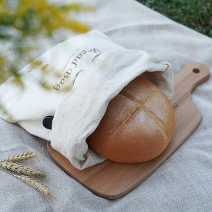 Puricon 2 Pack Reusable Beeswax Bread Bags for Homemade, Large Capacity Linen Sourdough Bags with Date Tracking Label, 12.4 x 16.5 inch Bee Wax Bread Storage Bag